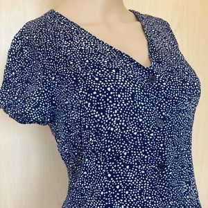 90s style navy printed skater dress